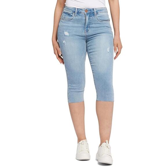 NWT SEVEN7 Women's High Rise Skinny Fit Capri Breezy Cropped Distressed Jeans - Picture 1 of 8